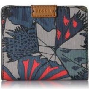 Fossil Emma Mini RFID Wallet  Blue Red Gray
